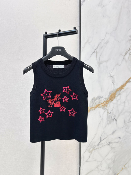 26SS NEW embroidery knitted vest