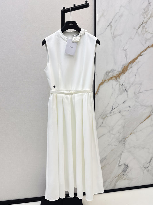 26SS NEW Bow-embellished long sleeveless dress