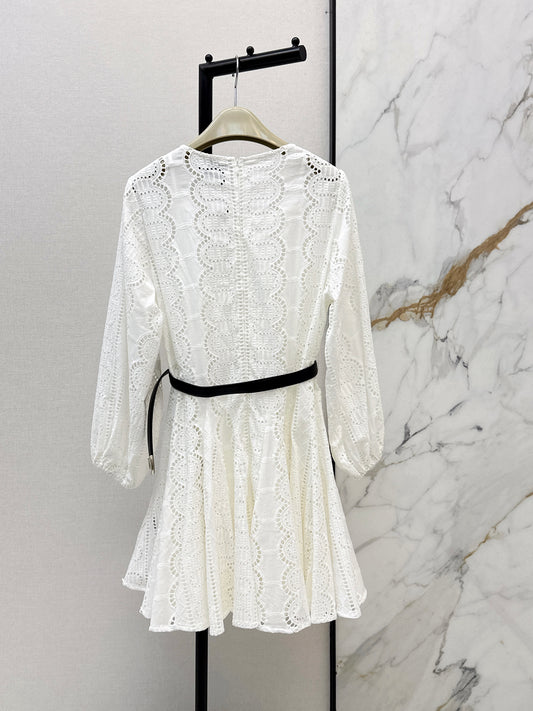 26SS NEW Heavy embroidery umbrella-shaped large skirt dress