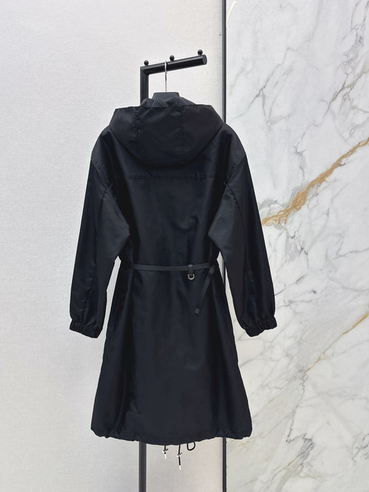 26SS NEW Nylon zipper hooded long jacket