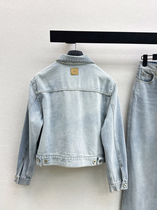 26SS NEW Distressed washed ink white denim jacket