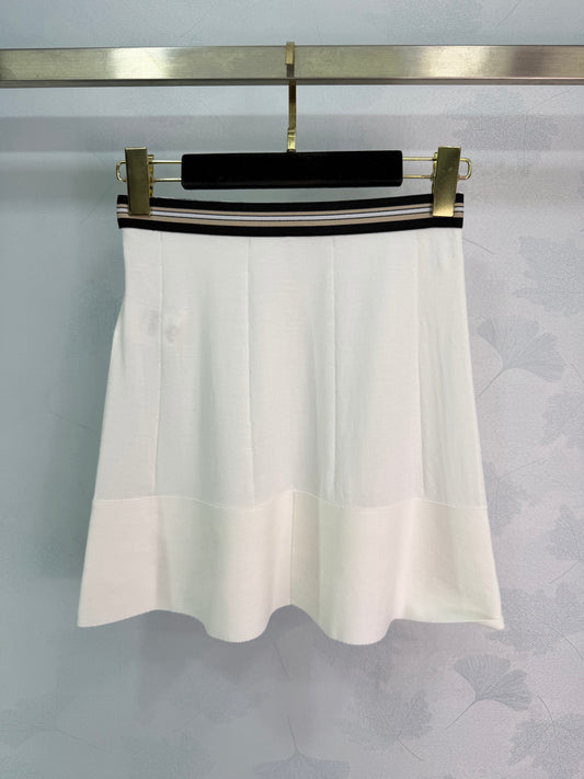 26SS NEW Black and white striped tennis skirt at waist