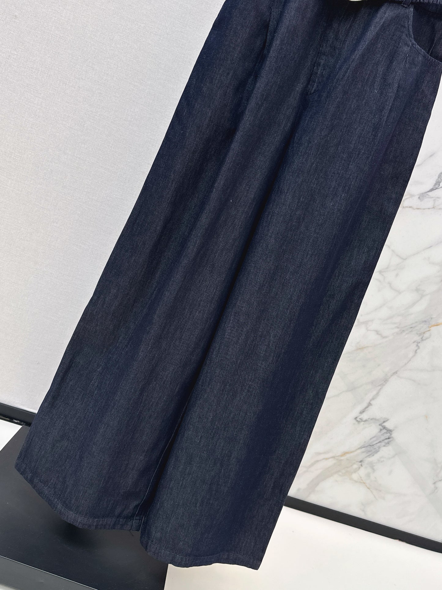 26SS NEW Customized love belt decorated Tencel denim jumpsuit