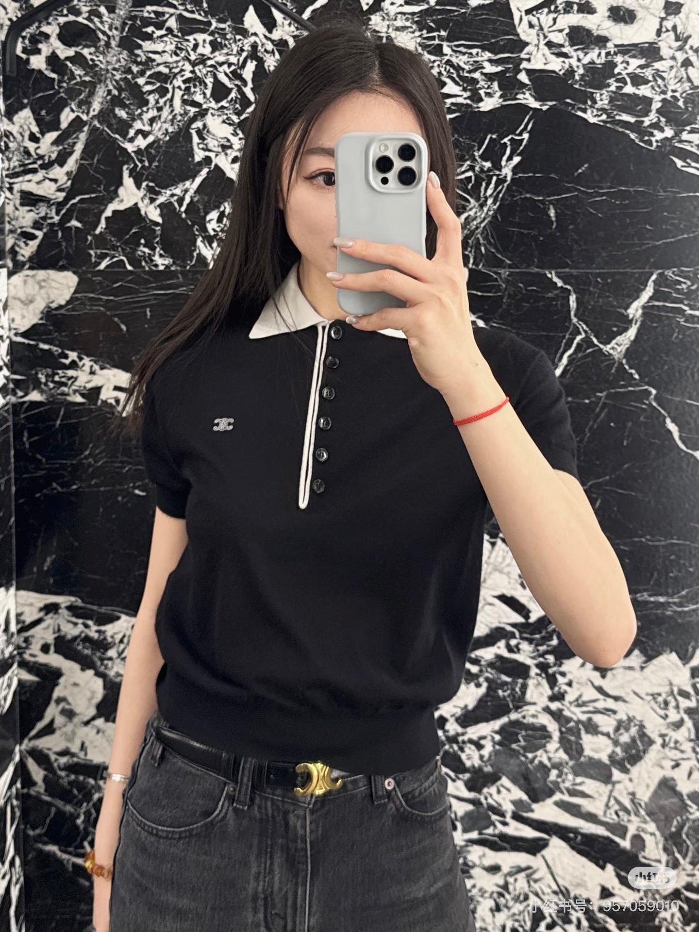 26SS NEUES Poloshirt mit Kontrastkragen und kurzen Ärmeln