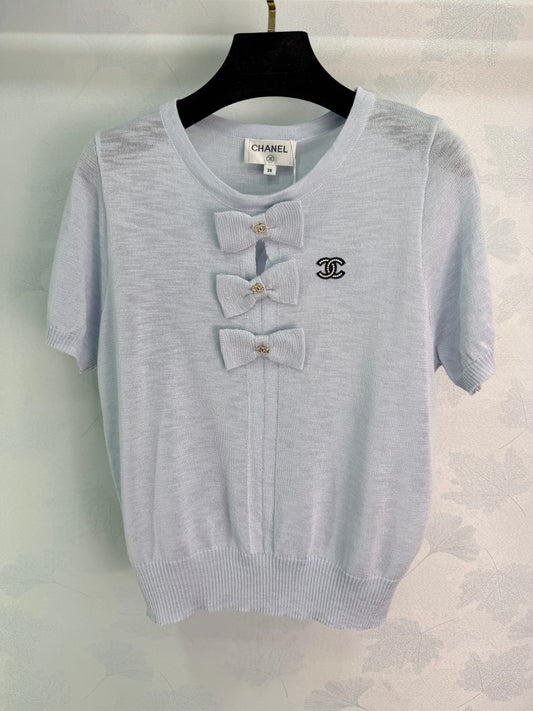 26SS NEW Bow knitted short sleeves