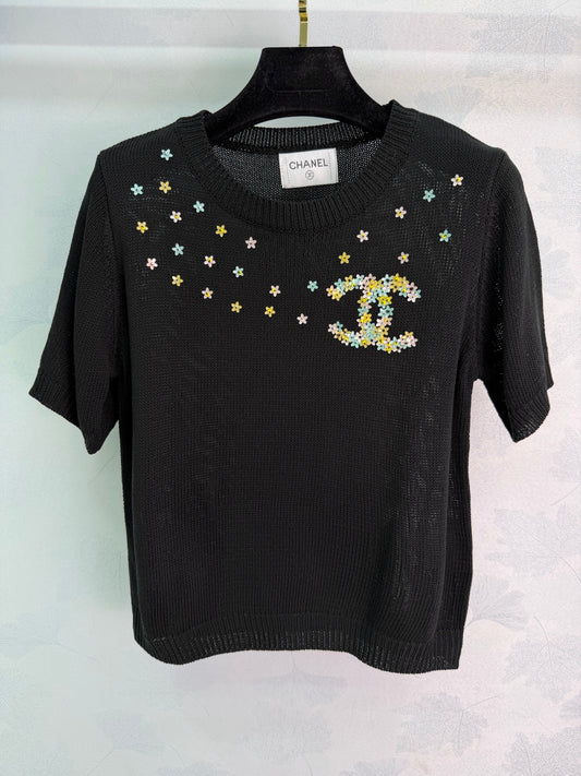 26SS NEW Star beaded knitted short sleeves