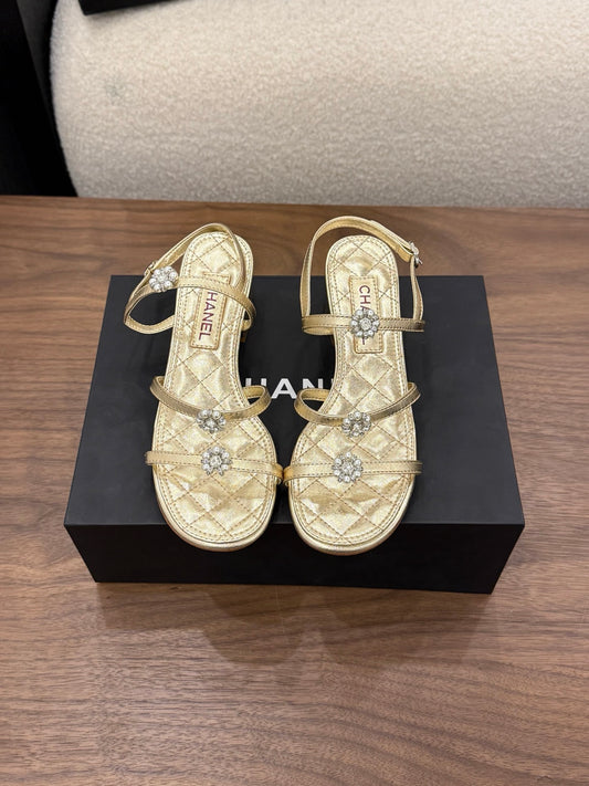26SS NEW Golden Camellia Pearl Sandals (height: 4.5cm)