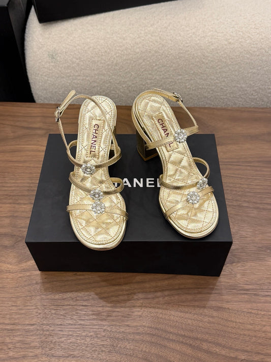 26SS NEW Golden Camellia Pearl Sandals (height: 9.5cm)