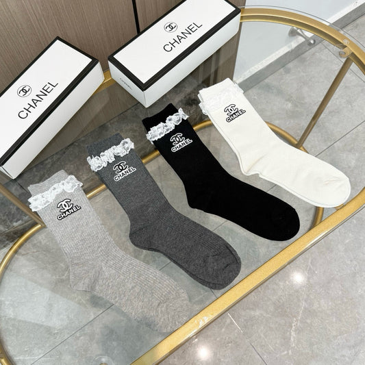 26SS NEW Double C letter stockings(No single-item shipping)