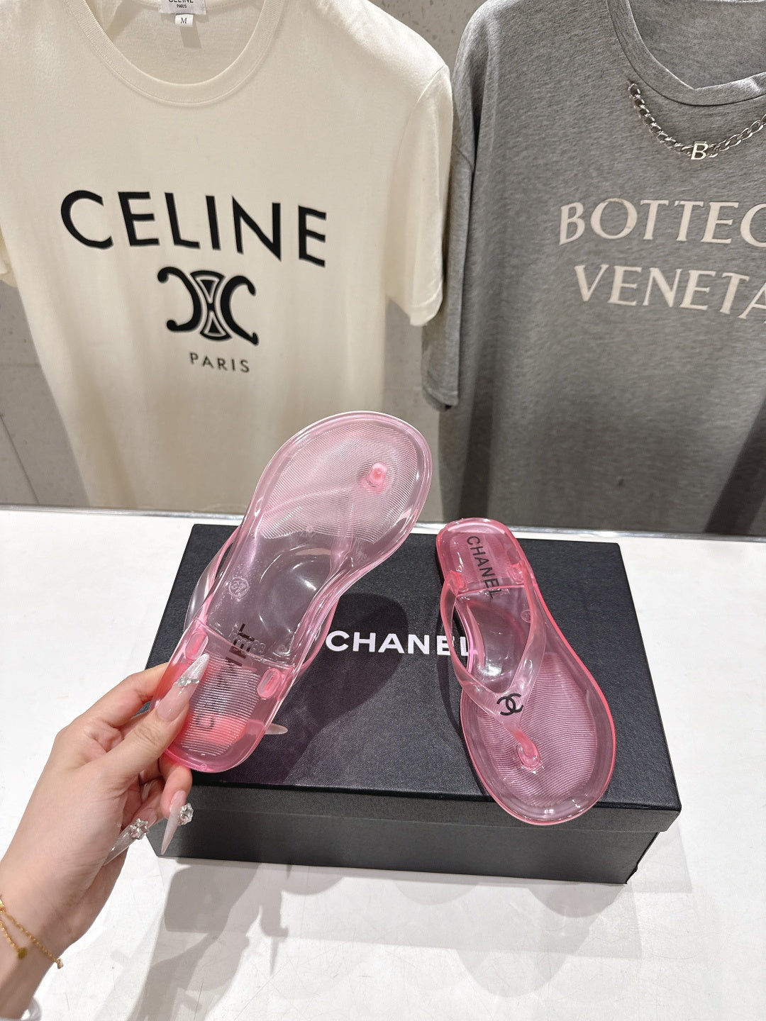 26SS NEU Transparente Flip-Flops Strandsandalen