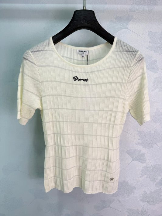 26SS NEW Ultra-thin breathable striped knitted short sleeves