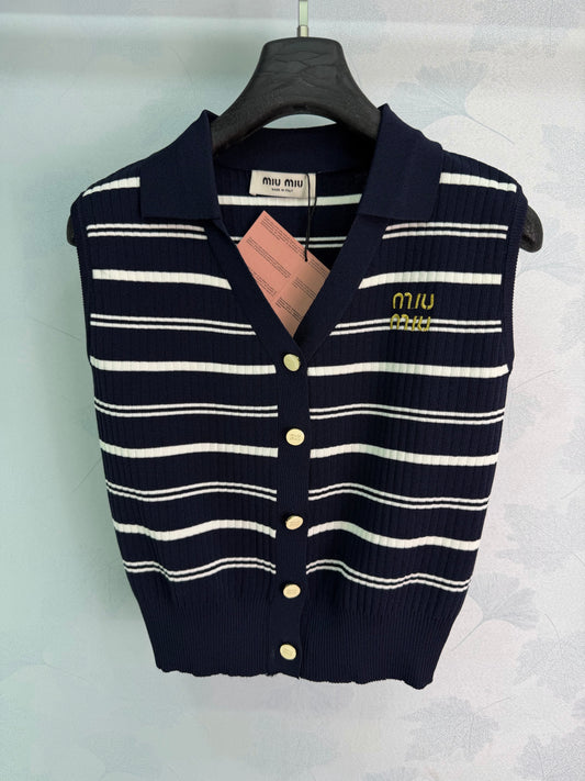 26SS NEW Striped knitted vest