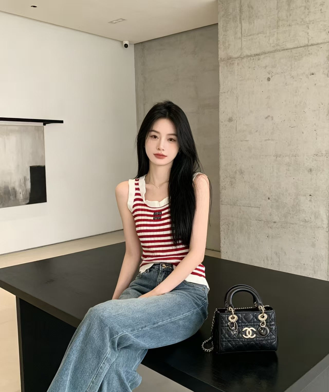26SS NEW Striped knitted vest