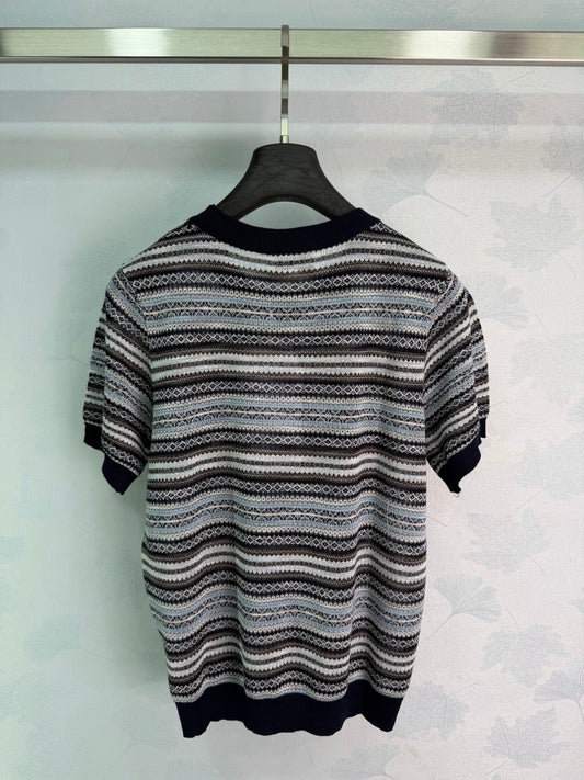 26SS NEW Striped knitted short sleeves