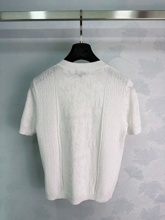 26SS NEW White Knitted Short Sleeve