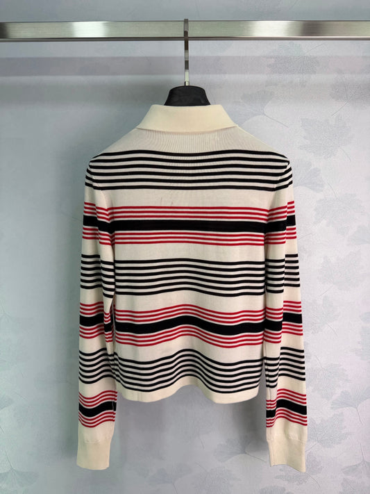 26SS NEW striped knitted polo shirt