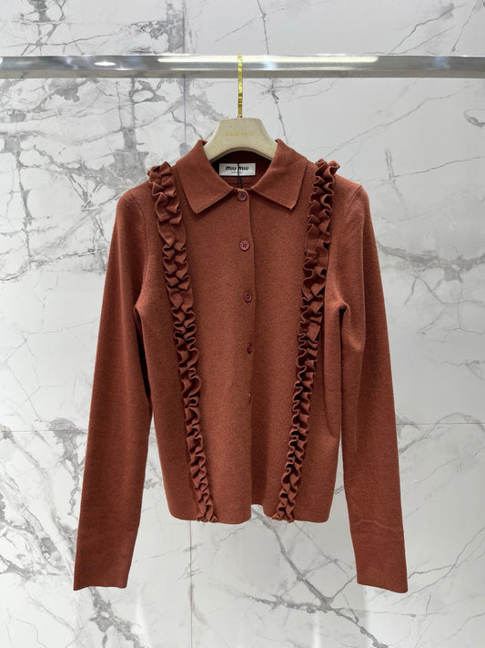 26SS NEW Letter logo embroidered layered fungus knitted cardigan