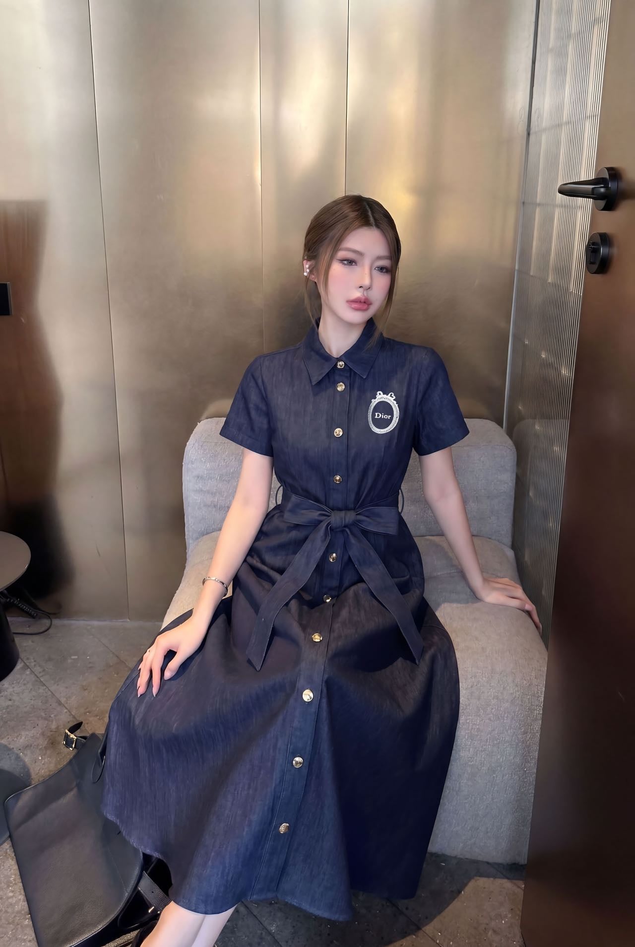 26SS NEW Denim short-sleeved dress