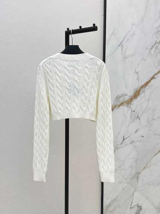 26SS NEW Three-dimensional twist knitted short V-neck sweater