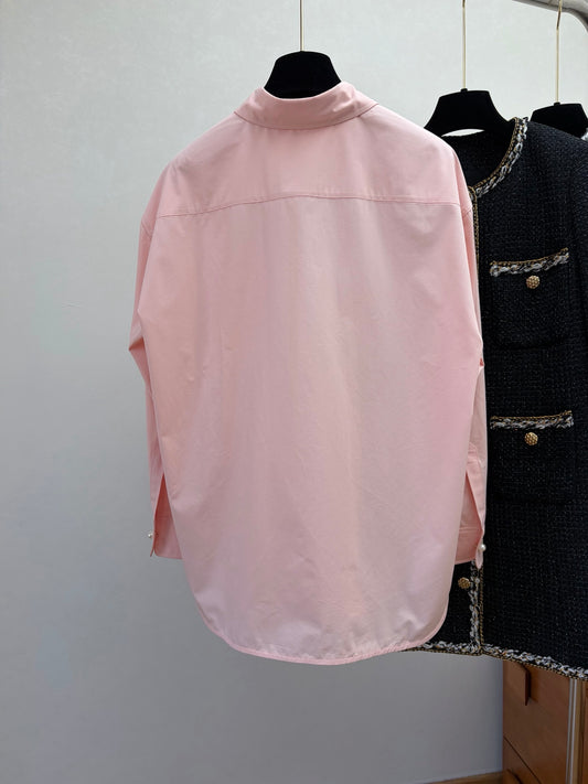 🔥Highest Quality🔥26SS NEW show style double pocket silk cotton pink shirt