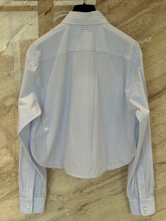 🔥Highest Quality🔥26SS NEW blue and white vertical striped short lapel shirt