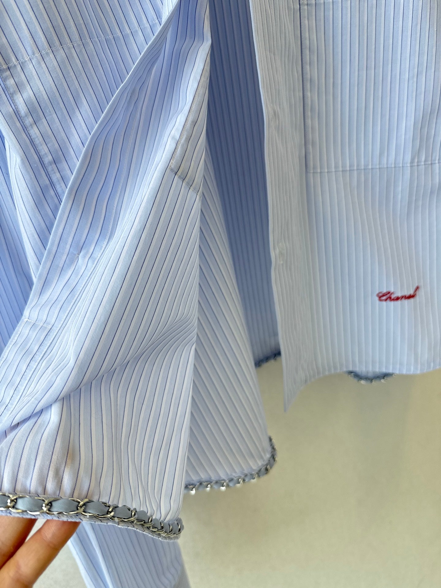 🔥HOT🔥26SS NEW blue and white vertical striped short lapel shirt