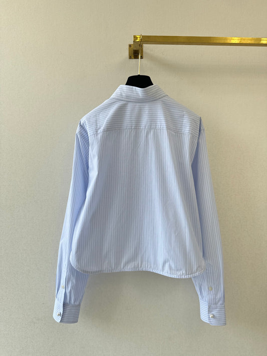 🔥HOT🔥26SS NEW blue and white vertical striped short lapel shirt