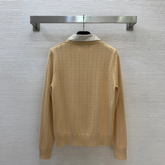 26SS NEW Striped collar button fly long-sleeved knitted cardigan
