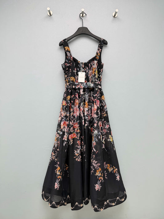 26SS NEW flower and bird print suspender dress