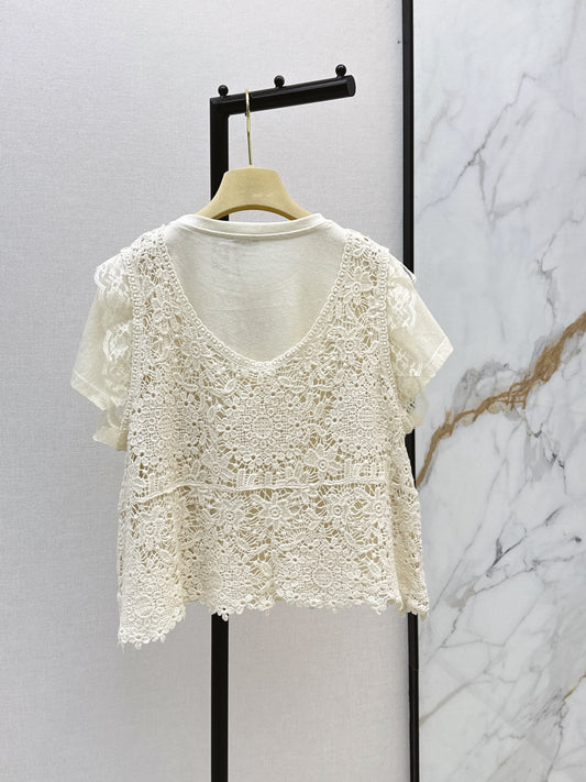 26SS NEW Bohemian style crochet vest two-piece set