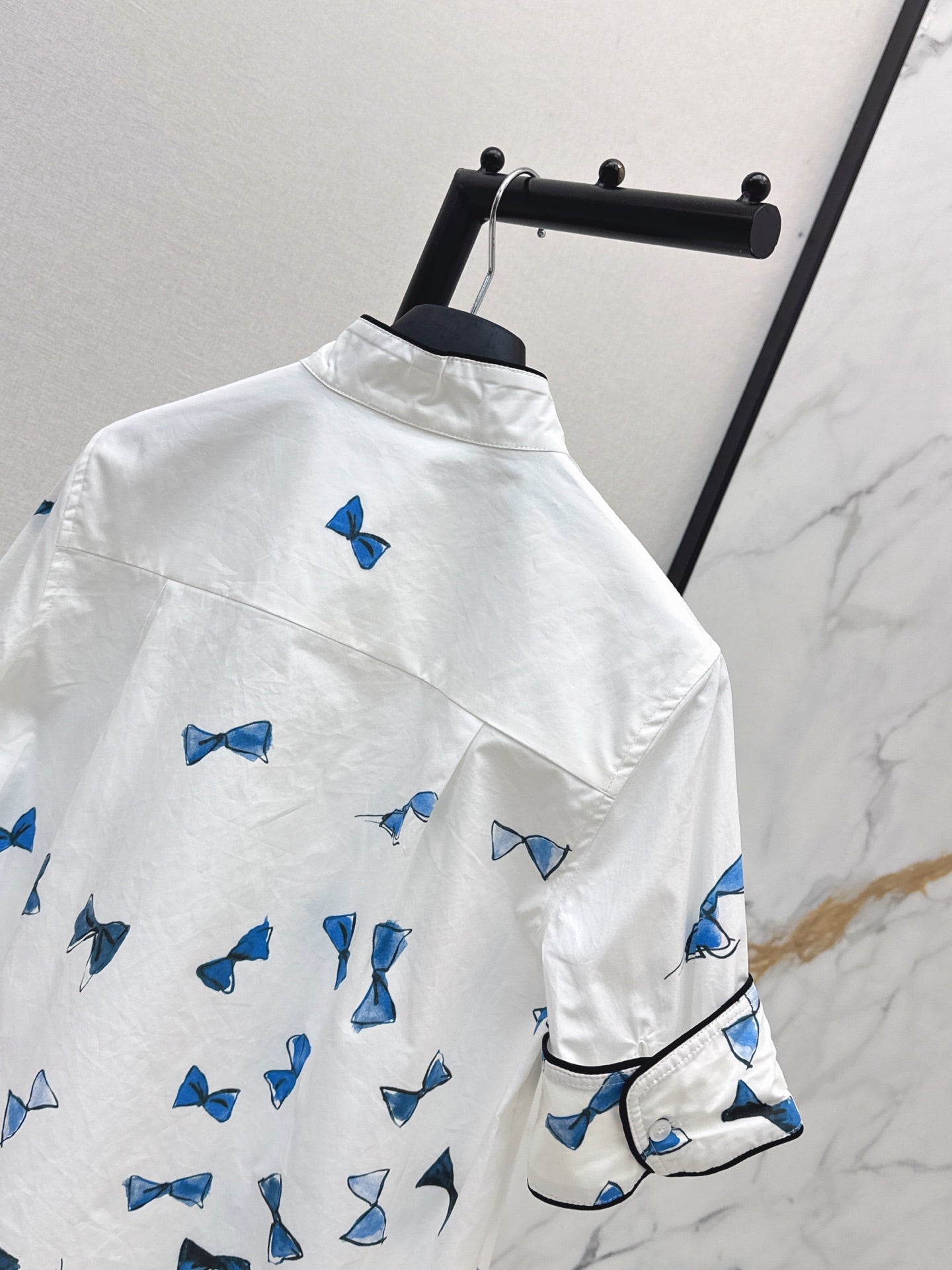 26SS NEW vacation series bow printed short sleeved shirt
