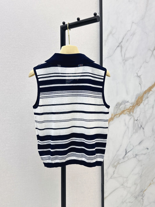 26SS NEW striped sleeveless knitted vest