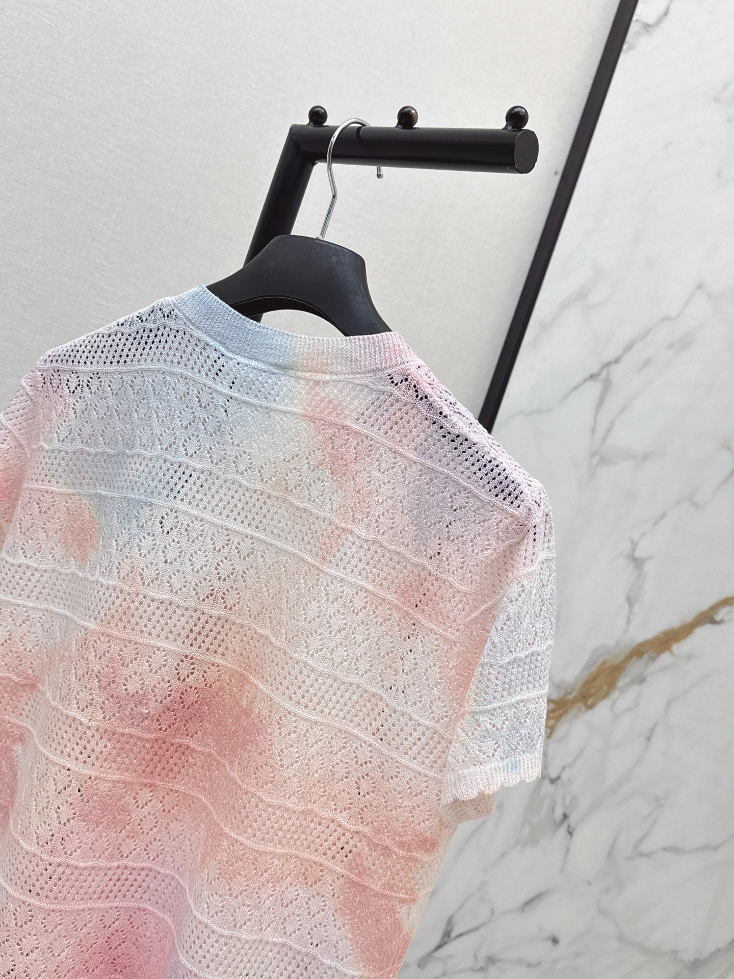 26SS NEW Gradient Round Neck Short Sleeve Knit Cardigan