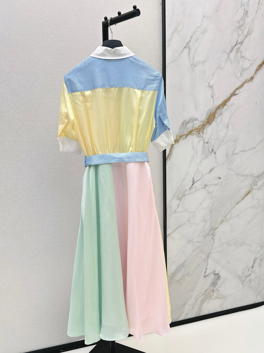 26SS NEW Dopamine-colored patchwork long dress💛