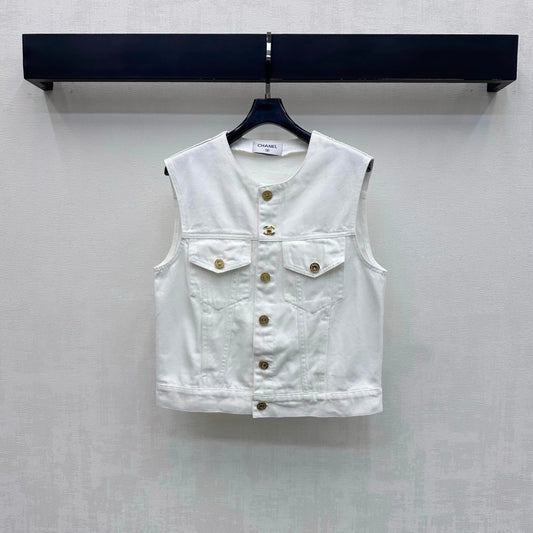 26SS NEW Gold-Button Denim Vest