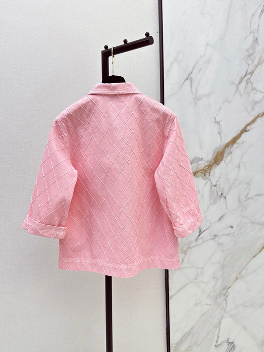26FW New Coco Beach Collection: Denim jacket featuring intricate, heavy-duty embroidery and diamond-pattern stitching💞
