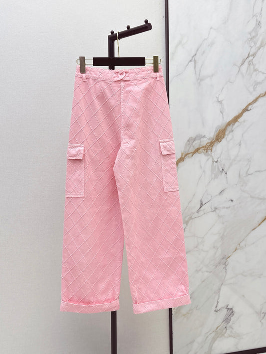 26FW New Coco Beach Collection: Denim trousers featuring intricate, heavy-duty embroidery and diamond-pattern stitching💞