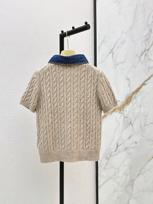 26FW New Short-Sleeve Cable-Knit Top with Faux-Layered Design 🤎