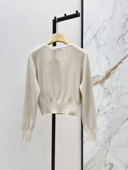 26FW New Lace-Trim V-Neck Knit Cardigan 🤍