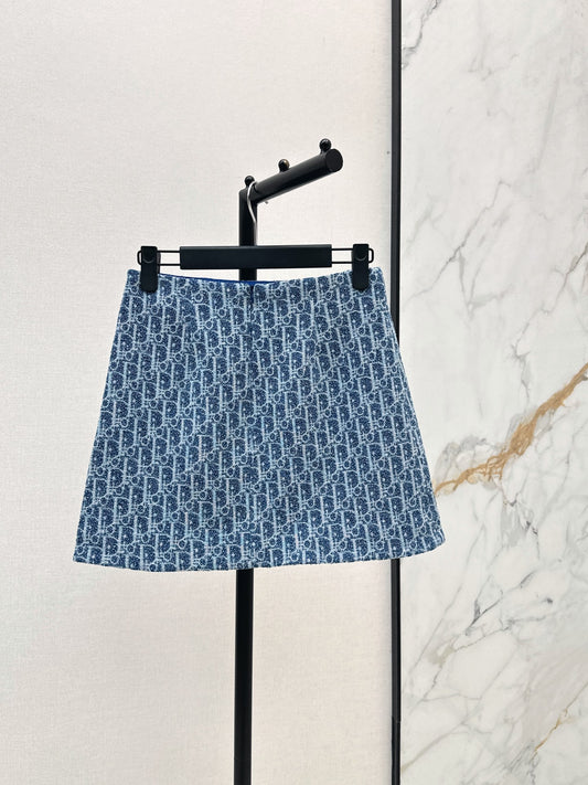 ❤️🔥Limited edition❤️🔥26FW New Blue Tweed Classic Monogram Skirt 🩵