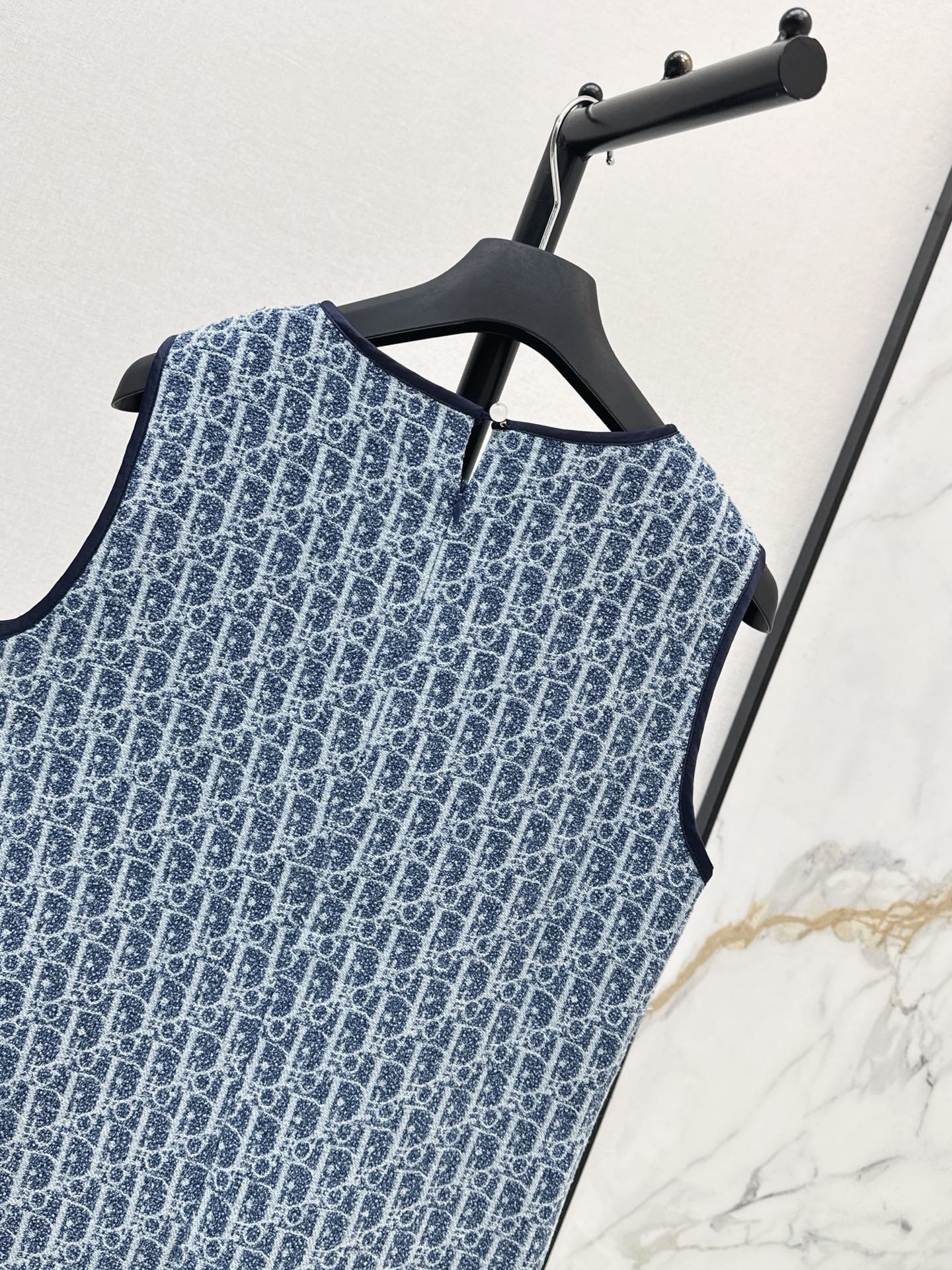 ❤️🔥Limited edition❤️🔥26FW New Blue Tweed Classic Monogram Sleeveless Dress 🩵