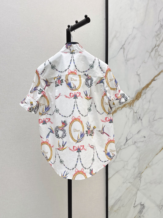 26FW New Short-Sleeve Shirt with Floral Print and Ribbon Detail 🤍