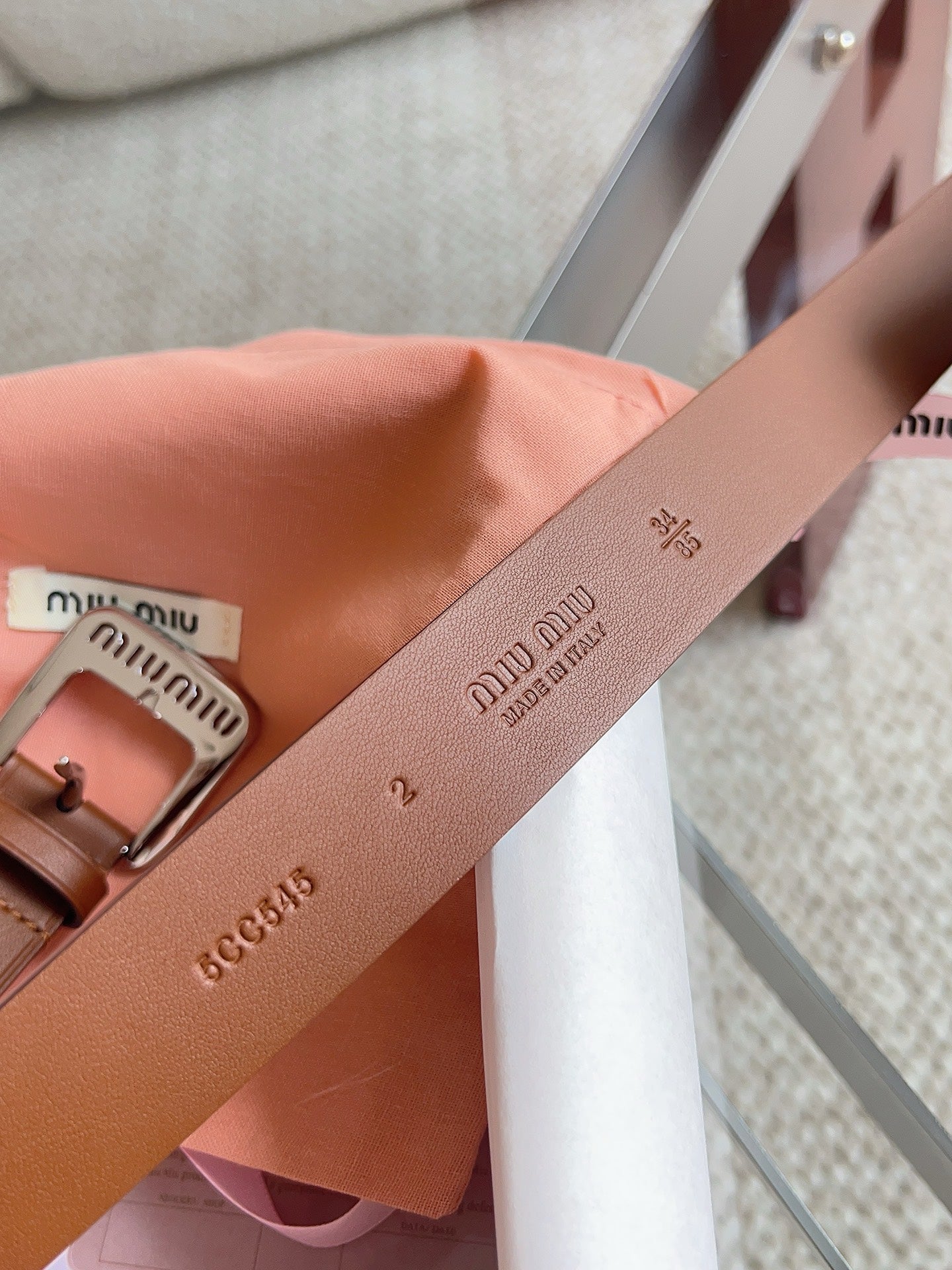 26FW New MM Brown Leather Belt with Metal Buckle 30mm