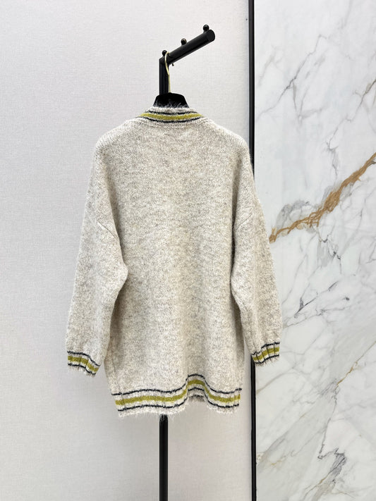 26FW New Color-Block Striped Trim Knit Cardigan 🤍