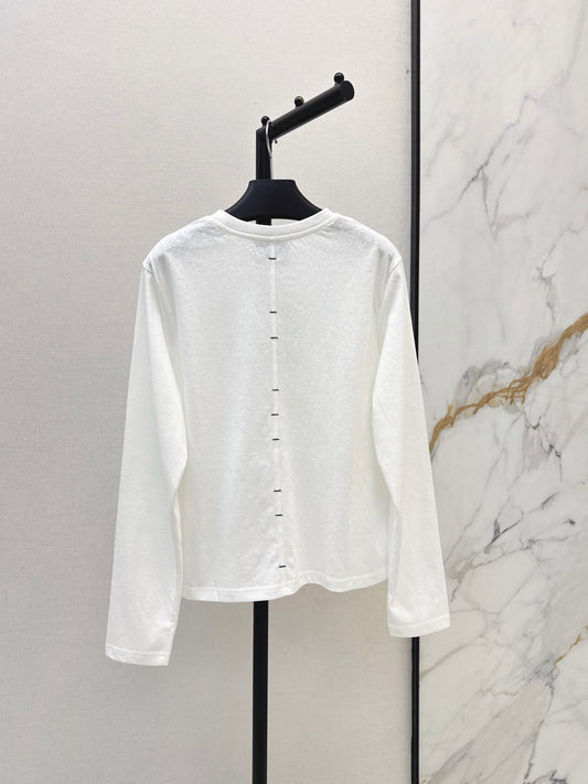 26FW New Long-Sleeve White T-Shirt with Triangle Logo Detail 🤍