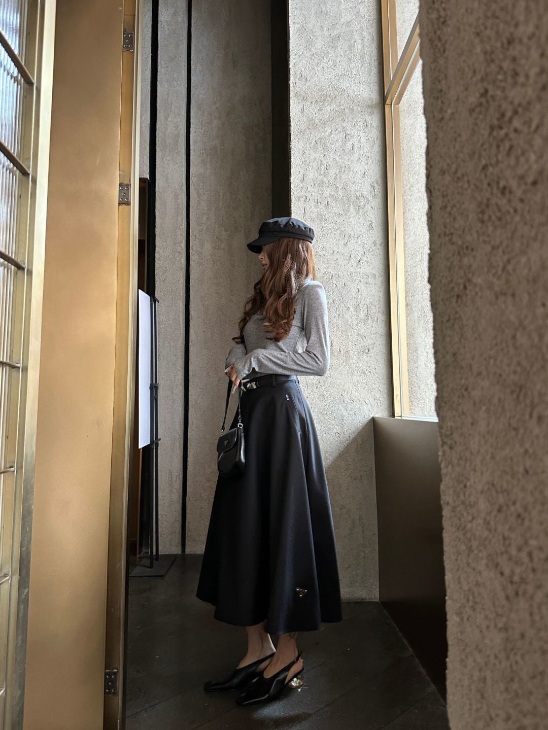 26FW New High-Waisted A-Line Skirt 🩶🖤