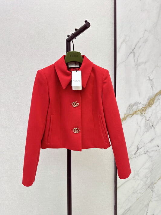 26FW New Cropped Jacket with Logo Hardware & Lapel Collar 🤍❤️