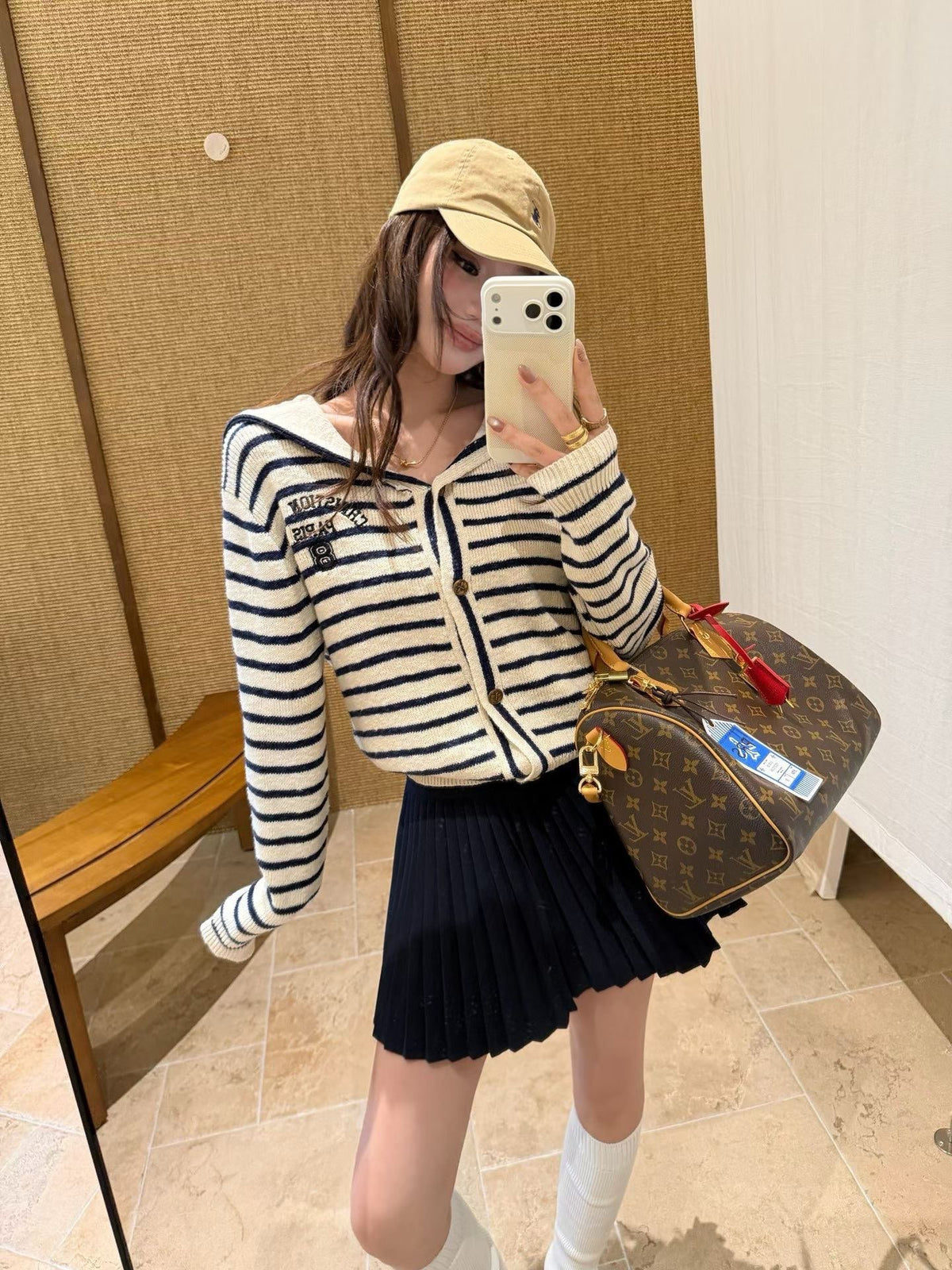 26FW New Navy-Style Wide-Collar Cardigan 🖤