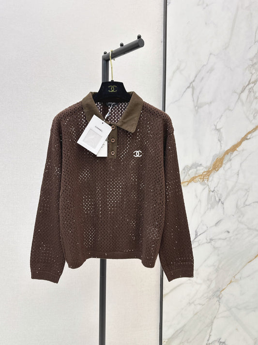 26FW New Collared Cut-out Knit Top 🩶🤎