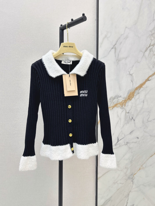 26FW New Color-Block Lapel Knit Cardigan 🤍